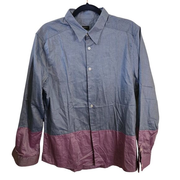 Paul Smith PS Tonic Contrast Blue Pink Sustainable Cotton Shirt Size L - Picture 1 of 6